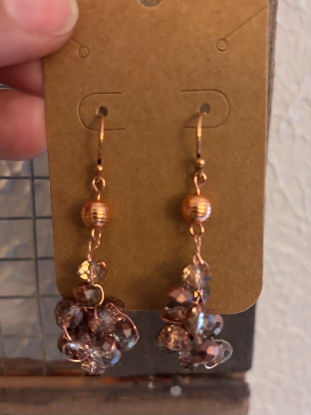 Copper and Rose-Toned raspberry Cluster Drop Earrings - Women Jewelry